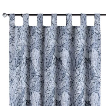 Záves na pútkach, Hvid med mørkeblå, Velvet, 704-34