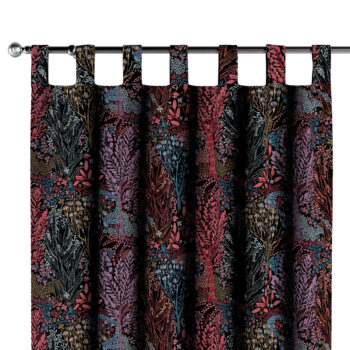 Záves na pútkach, farebný kvetinový motív na čiernom pozadí, Intenso Premium, 144-26