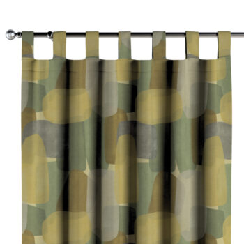 Záves na pútkach, geometrické vzory v zeleno - hnedých farbách, Vintage 70's, 143-72