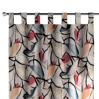 Záves na pútkach, ružové a sivé kvetinové motívy, Eden, 144-21