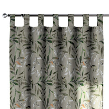 Záves na pútkach, zelené vetvy na sivom pozadí, Eden, 144-23