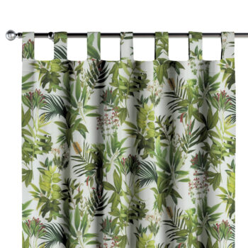 Záves na pútkach, zeleno - červené rastliny na bielom podklade, Tropical Island, 143-69