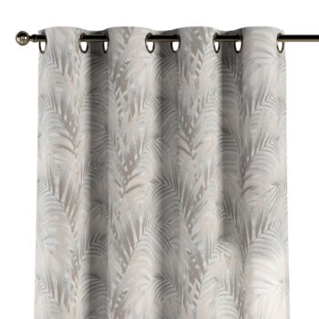 Záves s kolieskami, béžové a krémové palmové listy na bielom pozadí , Gardenia, 142-14
