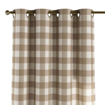 Záves s kolieskami, béžovo-biele veľké káro, Quadro, 136-08