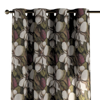 Záves s kolieskami, béžový a zelený kvetinový motív, Eden, 144-24