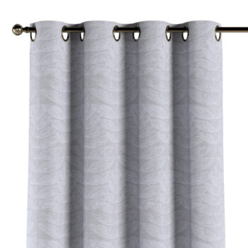 Záves s kolieskami, biele listy na sivom podklade , Sunny, 143-84