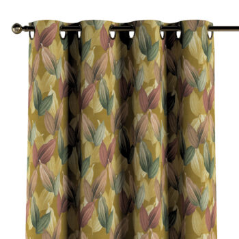 Záves s kolieskami, farebné lístie na horčicovom podklade, Abigail, 143-22