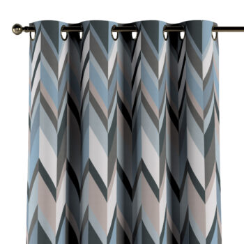 Záves s kolieskami, geometrické vzory v modrej a béžovej farbe, Vintage 70's, 143-54