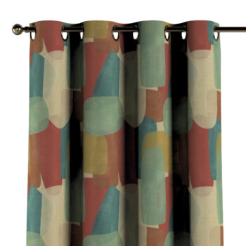 Záves s kolieskami, geometryczne wzory w czerwono-zielonej kolorystyce, Vintage 70's, 143-75