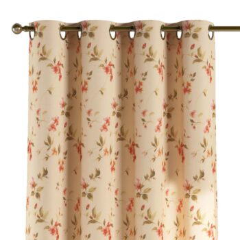 Záves s kolieskami, jemané ružové kvety na svetlom ľanovom podklade, Londres, 143-88