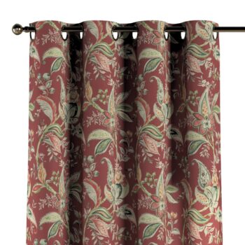Záves s kolieskami, kvetinové vzory na pozadí z tehlovo-červenom podklade, Gardenia, 142-12