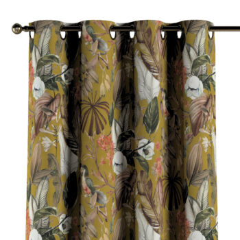 Záves s kolieskami, kvety na horčicovom podklade, Abigail, 143-09