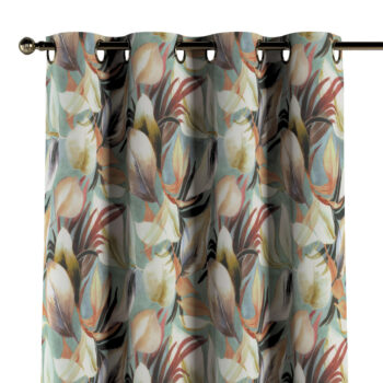 Záves s kolieskami, oranžovo-gaštanovo-žlté listy na pozadí mäty, Abigail, 143-61