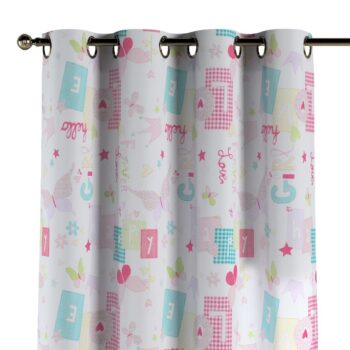 Záves s kolieskami, pastelové vzory na bielom podklade, Výpredaj, 141-51