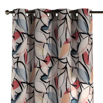 Záves s kolieskami, ružové a sivé kvetinové motívy, Eden, 144-21