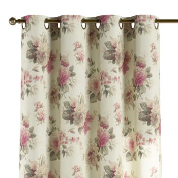 Záves s kolieskami, ružovo-béžové ruže na krémovom podklade, Londres, 141-07