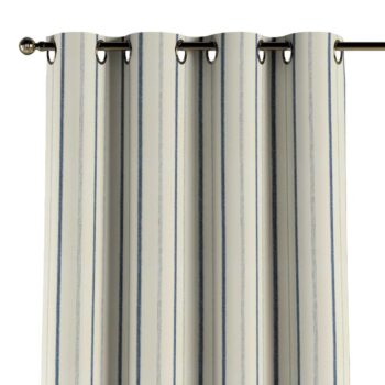 Záves s kolieskami, svetlo a tmavomodrý pásik na svetlobéžovom podklade, Avinon, 129-66