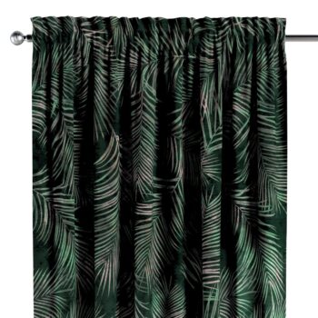 Záves s tunelom a volánom, Naturhvid med print, Velvet, 704-21