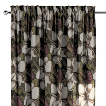 Záves s tunelom a volánom, béžový a zelený kvetinový motív, Eden, 144-24