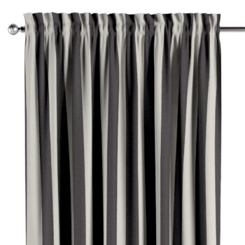 Záves s tunelom a volánom, biało-grafitowe pionowe pasy, Quadro, 143-92