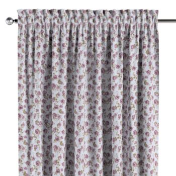 Záves s tunelom a volánom, biela - ružová, Flowers, 143-95