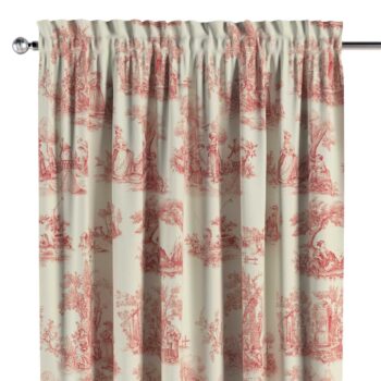 Záves s tunelom a volánom, bordový vzor na svetlobéžovom podklade, Avinon, 132-15