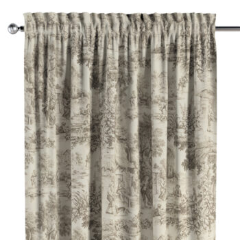 Záves s tunelom a volánom, ecru pozadie, béžové postavy, Avinon, 144-53