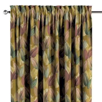 Záves s tunelom a volánom, farebné lístie na horčicovom podklade, Abigail, 143-22