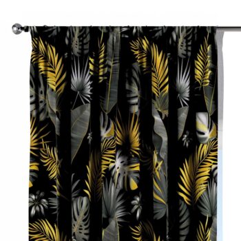 Záves s tunelom a volánom, grå-guld blade på en sort baggrund, Velvet, 185-81