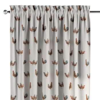 Záves s tunelom a volánom, hnedé kohúty na krémovom podklade, Flowers, 141-80