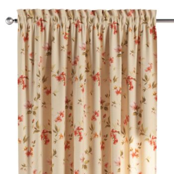 Záves s tunelom a volánom, jemané ružové kvety na svetlom ľanovom podklade, Londres, 143-88