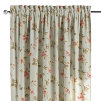 Záves s tunelom a volánom, jemné ružovozelené kvety na zelenkavomodrom podklade, Londres, 143-89