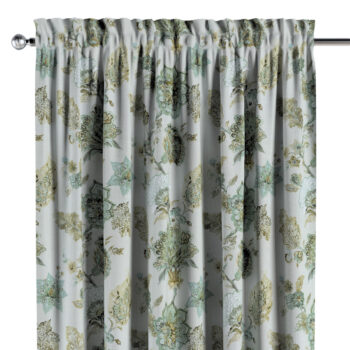 Záves s tunelom a volánom, kvety na béžovo - sivom podklade, Flowers, 143-67