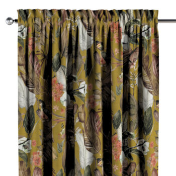 Záves s tunelom a volánom, kvety na horčicovom podklade, Abigail, 143-09