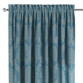 Záves s tunelom a volánom, modrá, Damasco, 613-67
