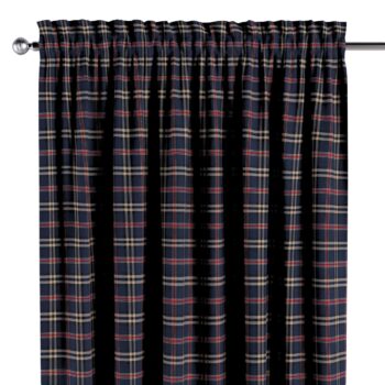 Záves s tunelom a volánom, modro - červené káro, Quadro, 142-68