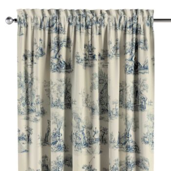 Záves s tunelom a volánom, modrý vzor na svetlobéžovom podklade, Avinon, 132-66