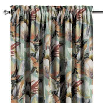 Záves s tunelom a volánom, oranžovo-gaštanovo-žlté listy na pozadí mäty, Abigail, 143-61