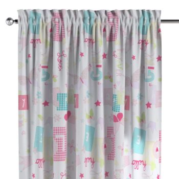 Záves s tunelom a volánom, pastelové vzory na bielom podklade, Výpredaj, 141-51