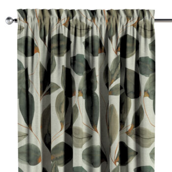 Záves s tunelom a volánom, pomarančovo - hnedé listy na sivom plátne, Abigail, 143-17