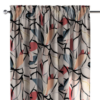 Záves s tunelom a volánom, ružové a sivé kvetinové motívy, Eden, 144-21