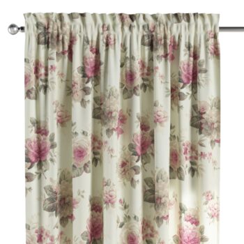 Záves s tunelom a volánom, ružovo-béžové ruže na krémovom podklade, Londres, 141-07