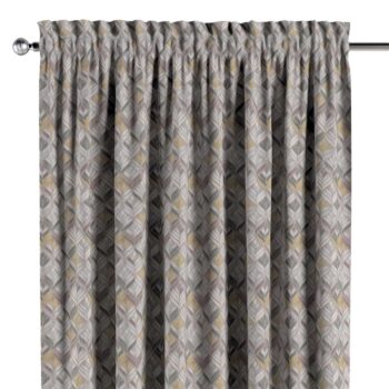 Záves s tunelom a volánom, sivo-žltá, Arte, 144-06