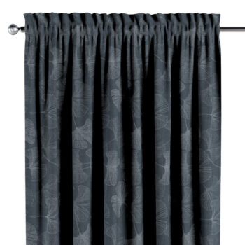 Záves s tunelom a volánom, strieborné listy ginka na grafitovom podklade, Flowers, 143-52