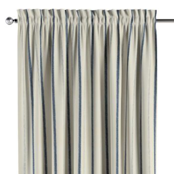 Záves s tunelom a volánom, svetlo a tmavomodrý pásik na svetlobéžovom podklade, Avinon, 129-66