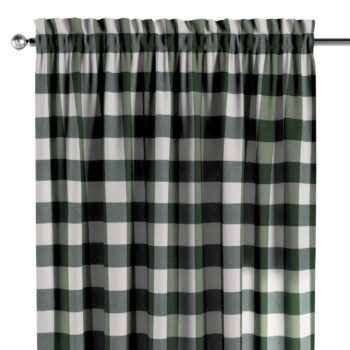 Záves s tunelom a volánom, zelená a biela kocka (5,5x5,5cm), Quadro, 144-36