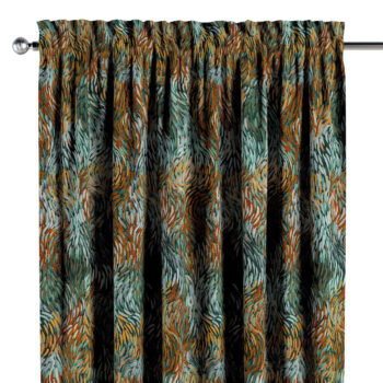 Záves s tunelom a volánom, zelená/oranžová, Intenso Premium, 144-31