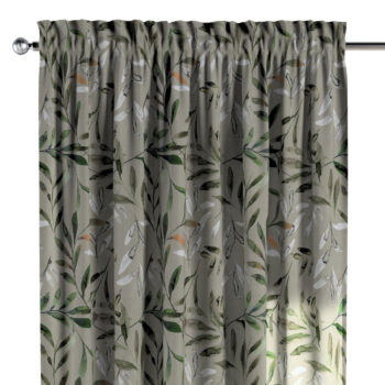 Záves s tunelom a volánom, zelené vetvy na sivom pozadí, Eden, 144-23