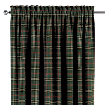 Záves s tunelom a volánom, zeleno - červené káro, Quadro, 142-69