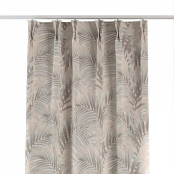 Záves so systémom FLEX (dvojité spony flex), béžové a krémové palmové listy na bielom pozadí , Gardenia, 142-14